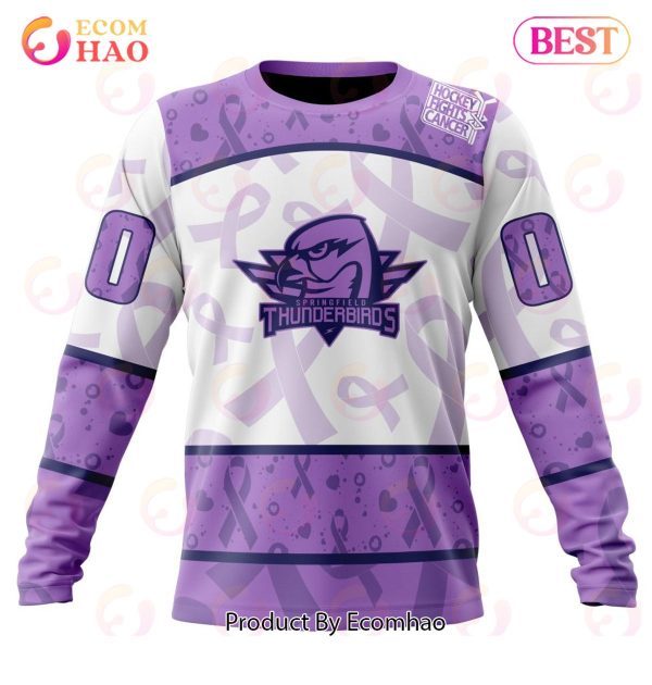 AHL Springfield Thunderbirds Special Lavender Fight Cancer 3D Hoodie