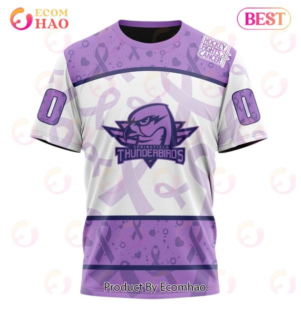 AHL Springfield Thunderbirds Special Lavender Fight Cancer 3D Hoodie