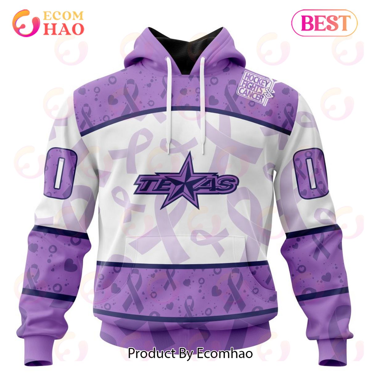 AHL Texas Stars Special Lavender Fight Cancer 3D Hoodie