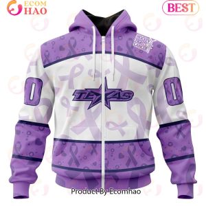 AHL Texas Stars Special Lavender Fight Cancer 3D Hoodie