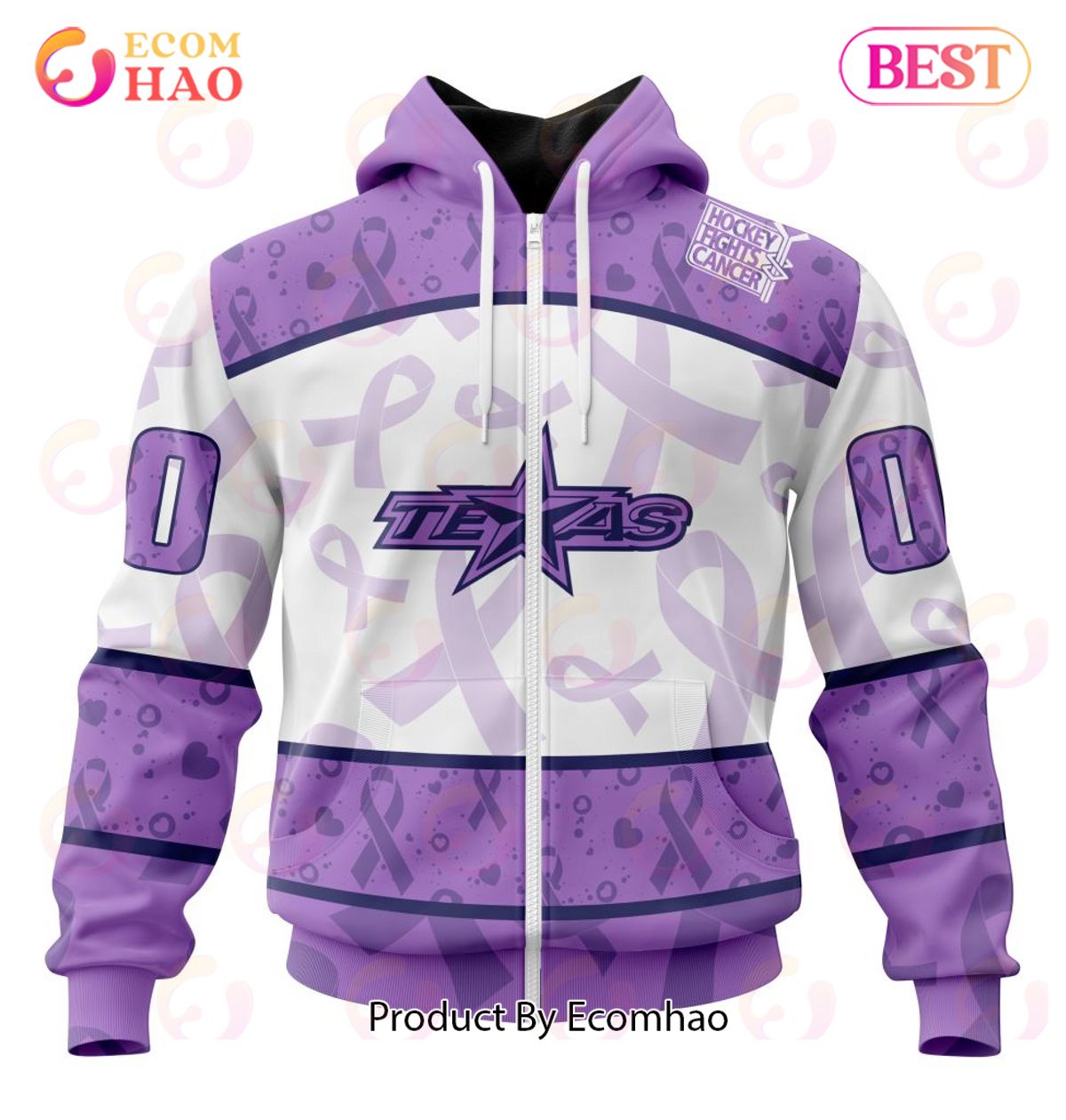 AHL Texas Stars Special Lavender Fight Cancer 3D Hoodie