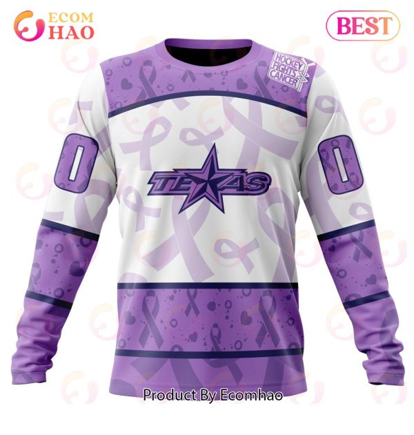 AHL Texas Stars Special Lavender Fight Cancer 3D Hoodie