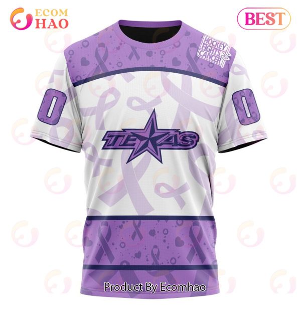 AHL Texas Stars Special Lavender Fight Cancer 3D Hoodie