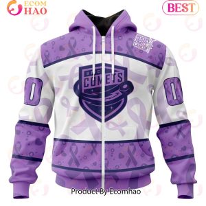 AHL Utica Comets Special Lavender Fight Cancer 3D Hoodie AHL Utica Comets Special Lavender Fight Cancer 3D Hoodie
