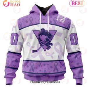 AHL Wilkes-Barre Scranton Penguins Special Lavender Fight Cancer 3D Hoodie