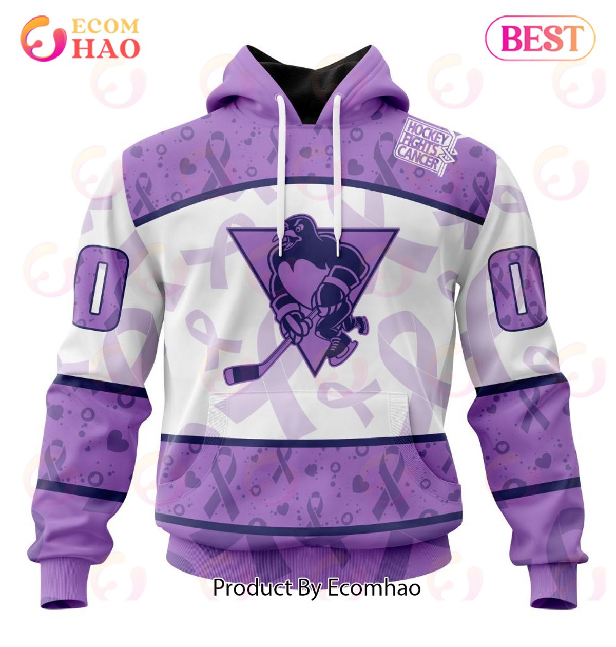 AHL Wilkes-Barre Scranton Penguins Special Lavender Fight Cancer 3D Hoodie