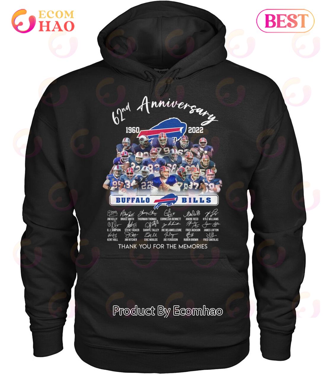 62nd Anniversary 1960 -2022 Buffalo Bills Thank You For The Memories T-Shirt