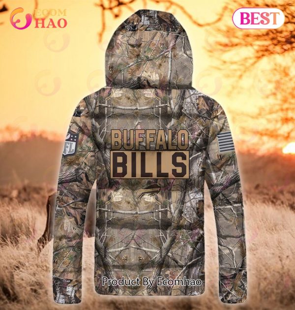 Custom Name NFL Buffalo Bills Personalized Hunting Camo Full Zip Puffer Jacket
