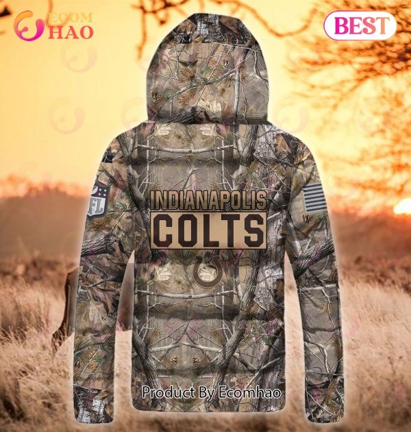 Custom Name NFL Indianapolis Colts Personalized Hunting Camo Full Zip Puffer Jacket