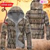 Custom Name NFL New Orleans Saints Personalized Hunting Camo Full Zip Puffer Jacket