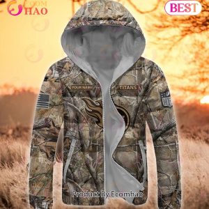 Custom Name NFL Tennessee Titans Personalized Hunting Camo Full Zip Puffer Jacket