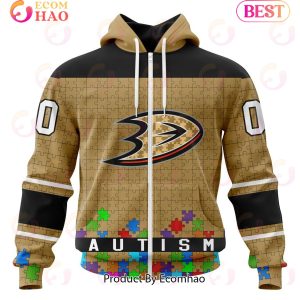 NHL Anaheim Ducks Specialized Unisex Kits Hockey Fights Against Autism 3D Hoodie