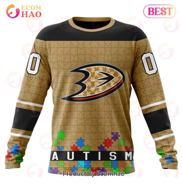NHL Anaheim Ducks Specialized Unisex Kits Hockey Fights Against Autism 3D Hoodie