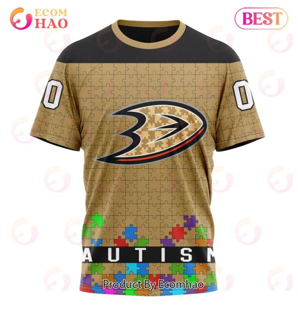 NHL Anaheim Ducks Specialized Unisex Kits Hockey Fights Against Autism 3D Hoodie