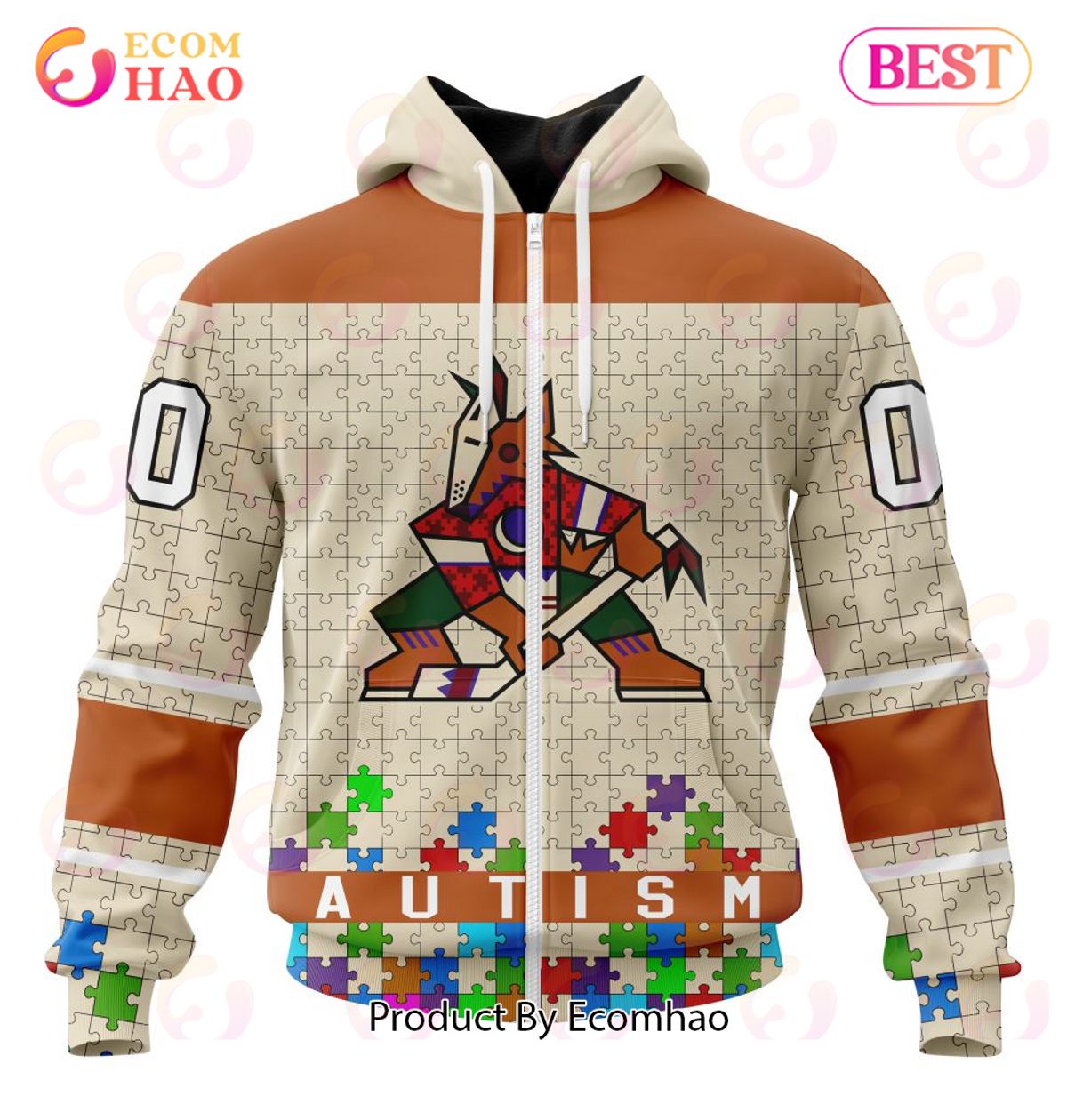 NHL Arizona Coyotes Specialized Unisex Kits Hockey Fights Against Autism 3D Hoodie