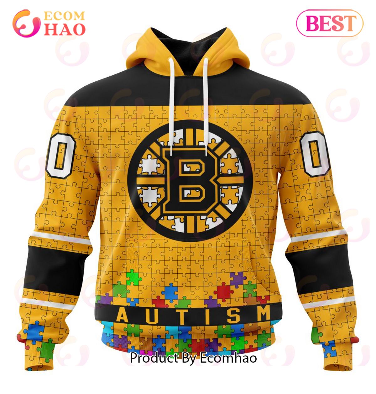 NHL Boston Bruins Specialized Unisex Kits Hockey Fights Against Autism 3D Hoodie