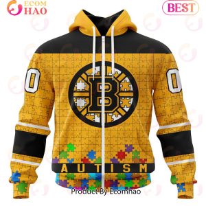 NHL Boston Bruins Specialized Unisex Kits Hockey Fights Against Autism 3D Hoodie