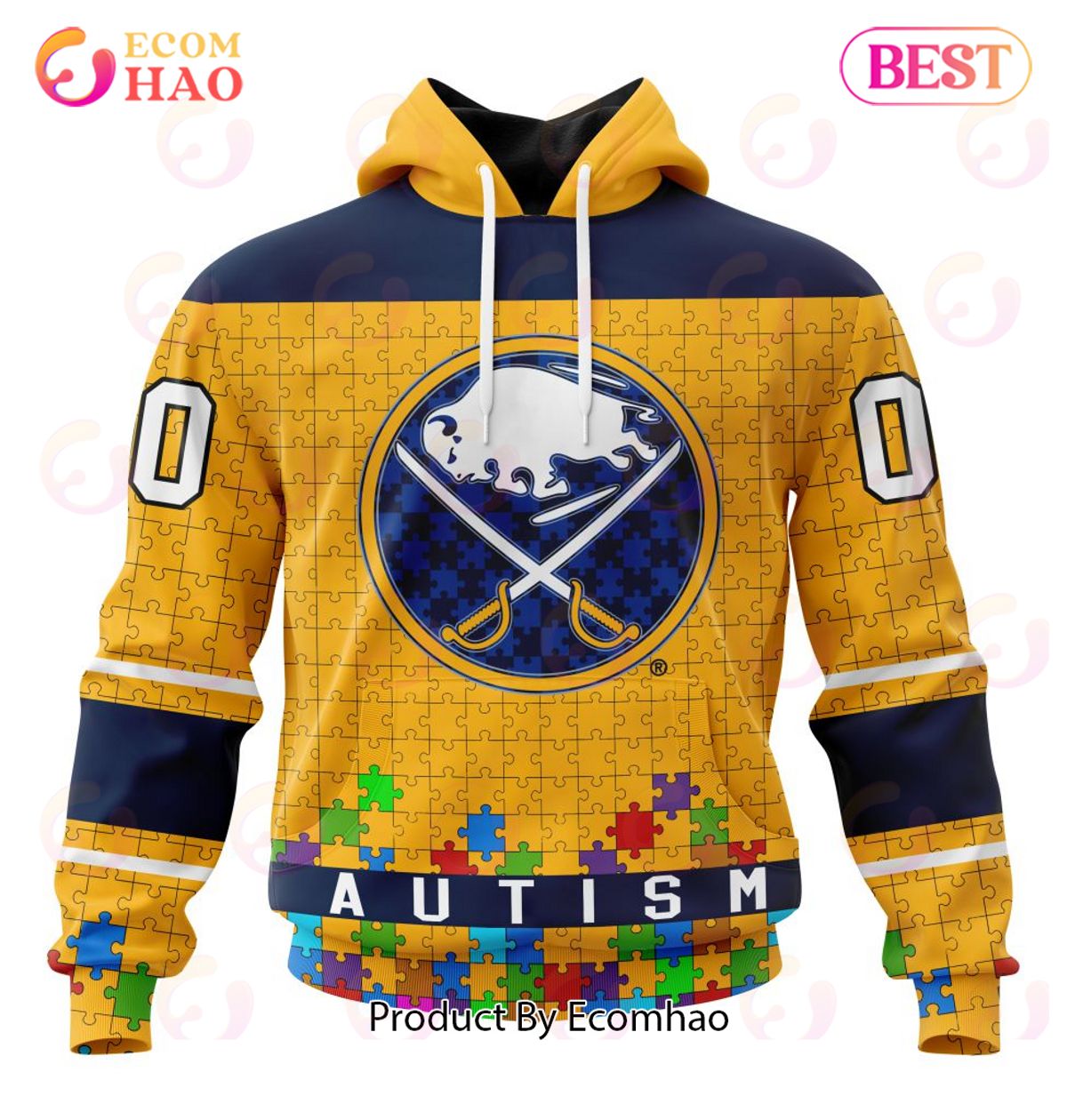 NHL Buffalo Sabres Specialized Unisex Kits Hockey Fights Against Autism 3D Hoodie