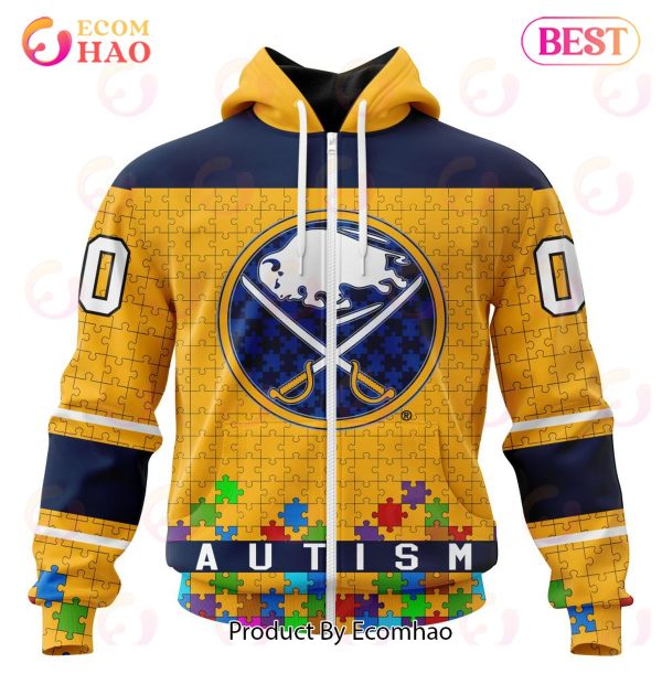 NHL Buffalo Sabres Specialized Unisex Kits Hockey Fights Against Autism 3D Hoodie