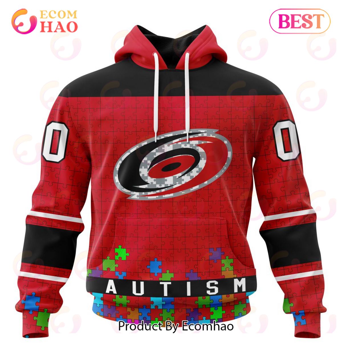 NHL Carolina Hurricanes Specialized Unisex Kits Hockey Fights Against Autism 3D Hoodie