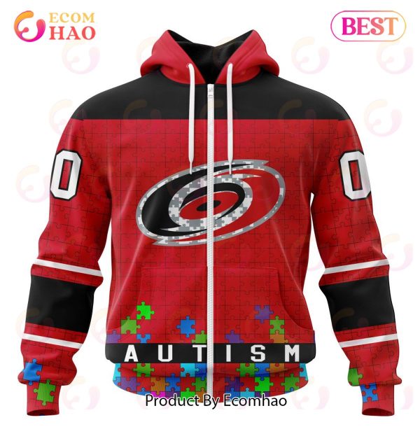 NHL Carolina Hurricanes Specialized Unisex Kits Hockey Fights Against Autism 3D Hoodie