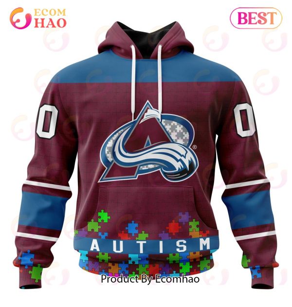 NHL Colorado Avalanche Specialized Unisex Kits Hockey Fights Against Autism 3D Hoodie