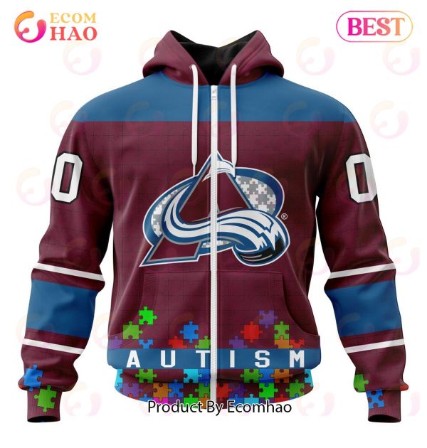 NHL Colorado Avalanche Specialized Unisex Kits Hockey Fights Against Autism 3D Hoodie