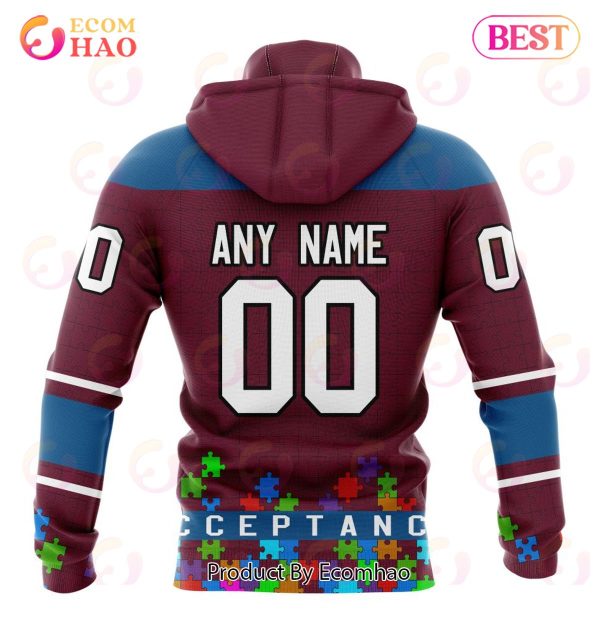 NHL Colorado Avalanche Specialized Unisex Kits Hockey Fights Against Autism 3D Hoodie