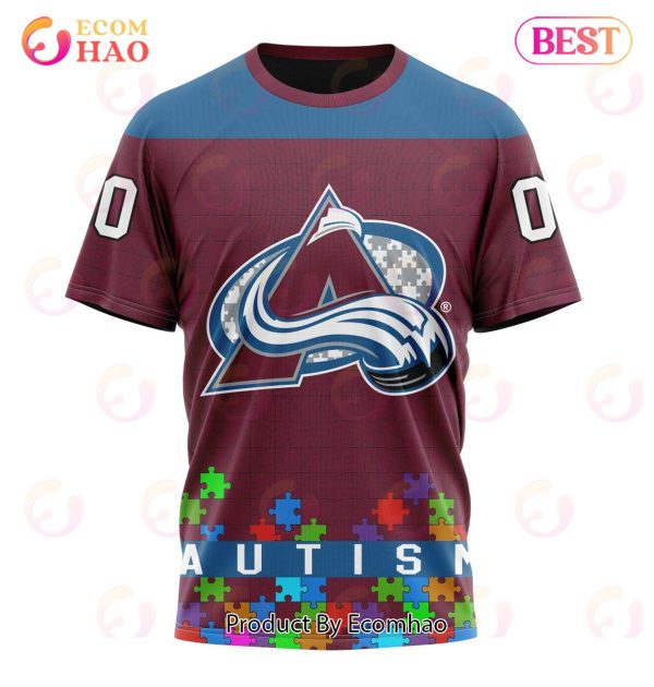 NHL Colorado Avalanche Specialized Unisex Kits Hockey Fights Against Autism 3D Hoodie