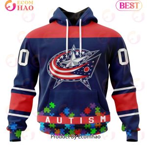 NHL Columbus Blue Jackets Specialized Unisex Kits Hockey Fights Against Autism 3D Hoodie