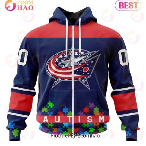 NHL Columbus Blue Jackets Specialized Unisex Kits Hockey Fights Against Autism 3D Hoodie