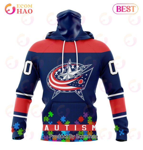 NHL Columbus Blue Jackets Specialized Unisex Kits Hockey Fights Against Autism 3D Hoodie
