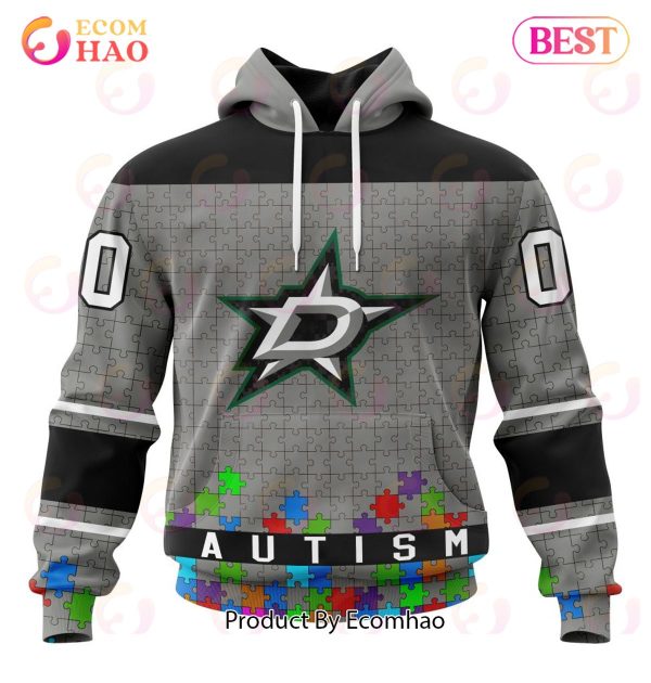 NHL Dallas Stars Specialized Unisex Kits Hockey Fights Against Autism 3D Hoodie
