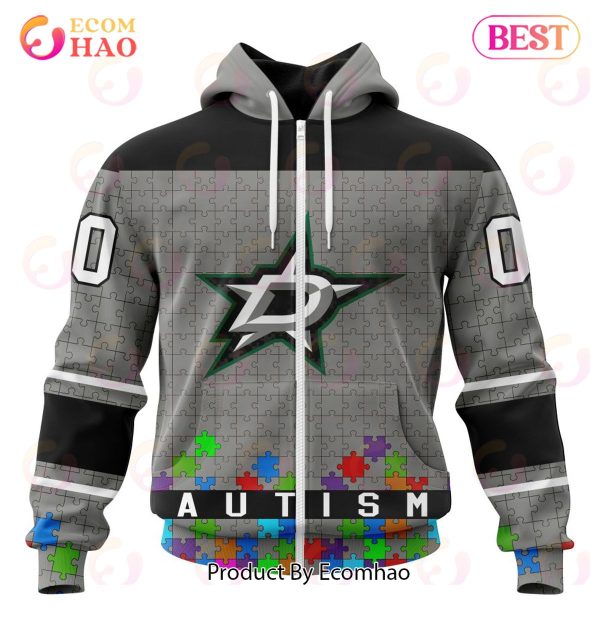 NHL Dallas Stars Specialized Unisex Kits Hockey Fights Against Autism 3D Hoodie