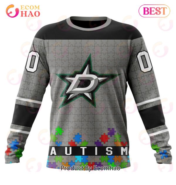 NHL Dallas Stars Specialized Unisex Kits Hockey Fights Against Autism 3D Hoodie
