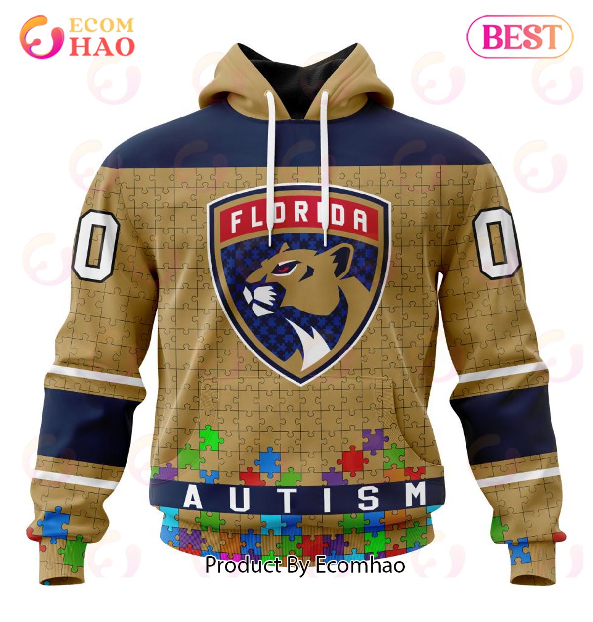 NHL Florida Panthers Specialized Unisex Kits Hockey Fights Against Autism 3D Hoodie