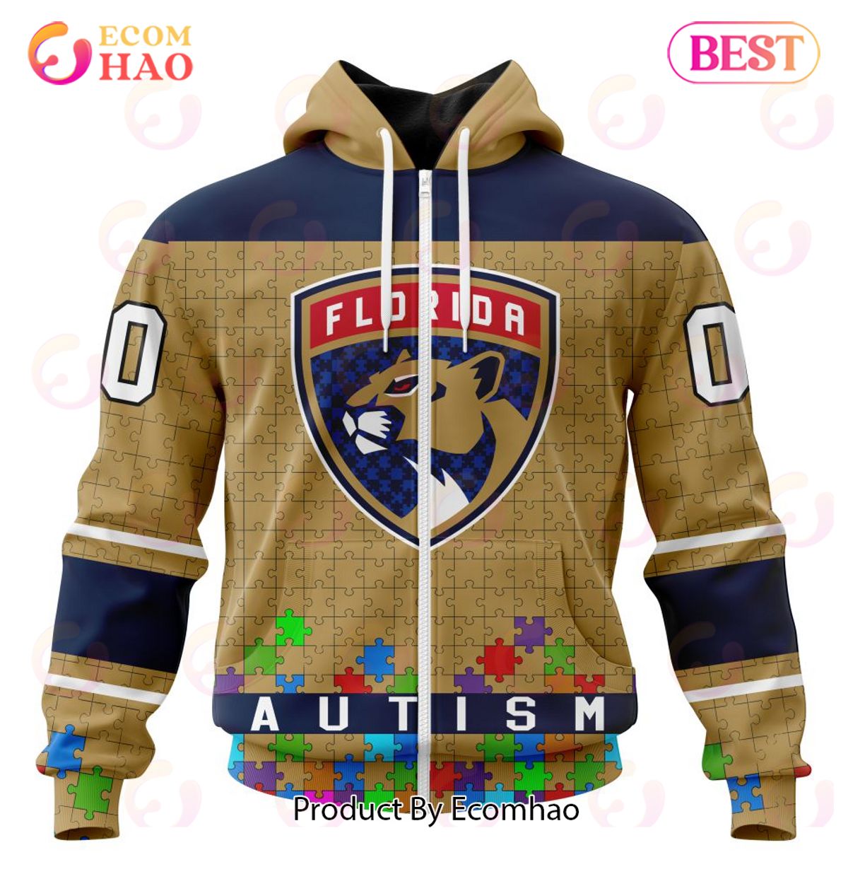 NHL Florida Panthers Specialized Unisex Kits Hockey Fights Against Autism 3D Hoodie