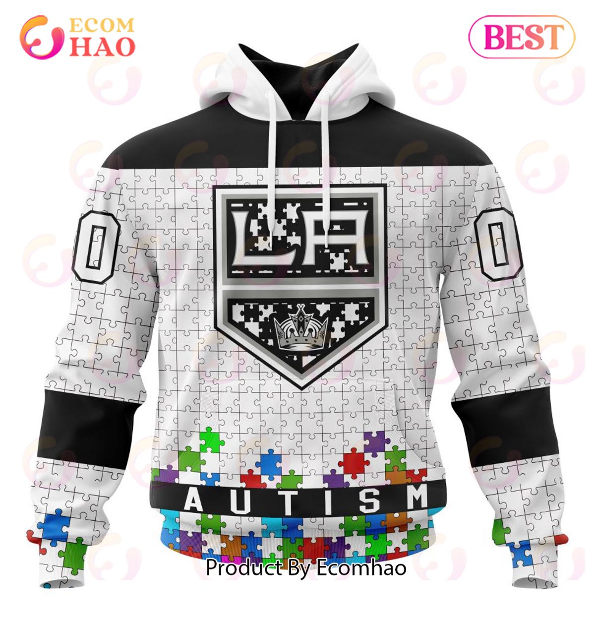 NHL Los Angeles Kings Specialized Unisex Kits Hockey Fights Against Autism 3D Hoodie