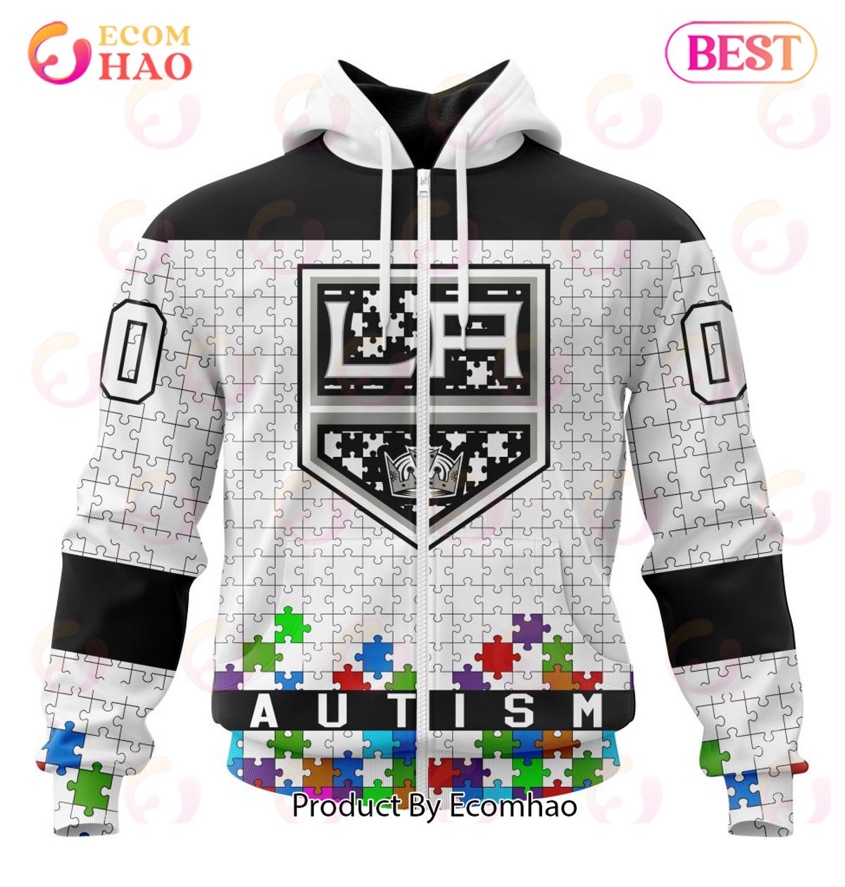 NHL Los Angeles Kings Specialized Unisex Kits Hockey Fights Against Autism 3D Hoodie