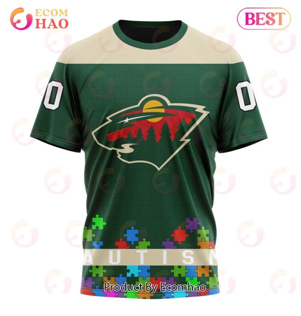 NHL Minnesota Wild Specialized Unisex Kits Hockey Fights Against Autism 3D Hoodie