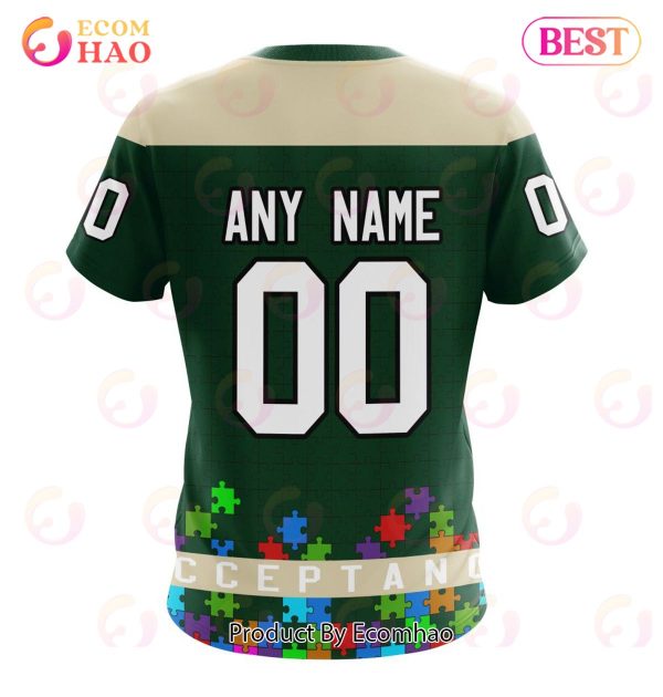 NHL Minnesota Wild Specialized Unisex Kits Hockey Fights Against Autism 3D Hoodie