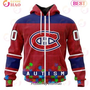 NHL Montreal Canadiens Specialized Unisex Kits Hockey Fights Against Autism 3D Hoodie