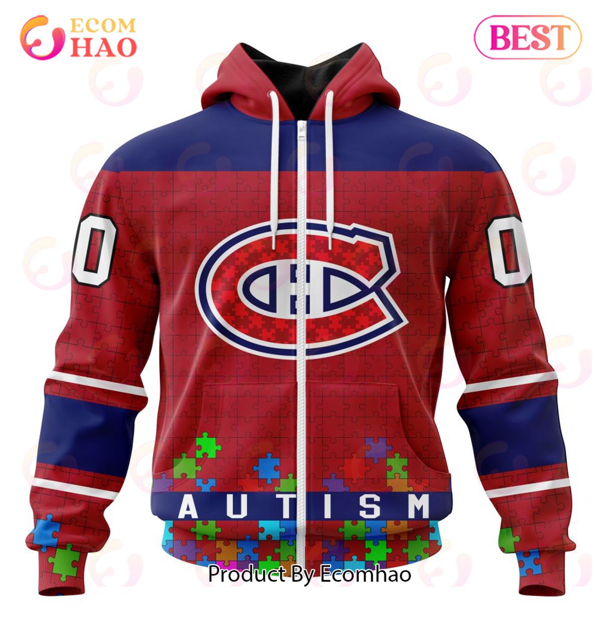 NHL Montreal Canadiens Specialized Unisex Kits Hockey Fights Against Autism 3D Hoodie