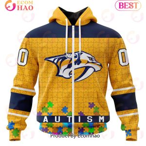 NHL Nashville Predators Specialized Unisex Kits Hockey Fights Against Autism 3D Hoodie