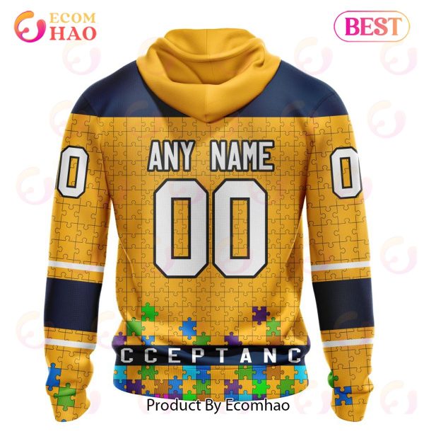 NHL Nashville Predators Specialized Unisex Kits Hockey Fights Against Autism 3D Hoodie