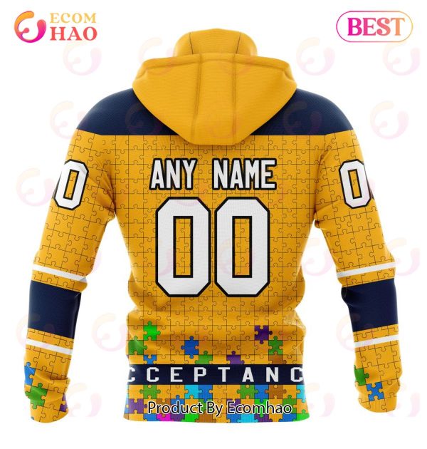 NHL Nashville Predators Specialized Unisex Kits Hockey Fights Against Autism 3D Hoodie