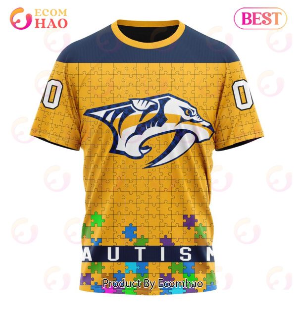 NHL Nashville Predators Specialized Unisex Kits Hockey Fights Against Autism 3D Hoodie