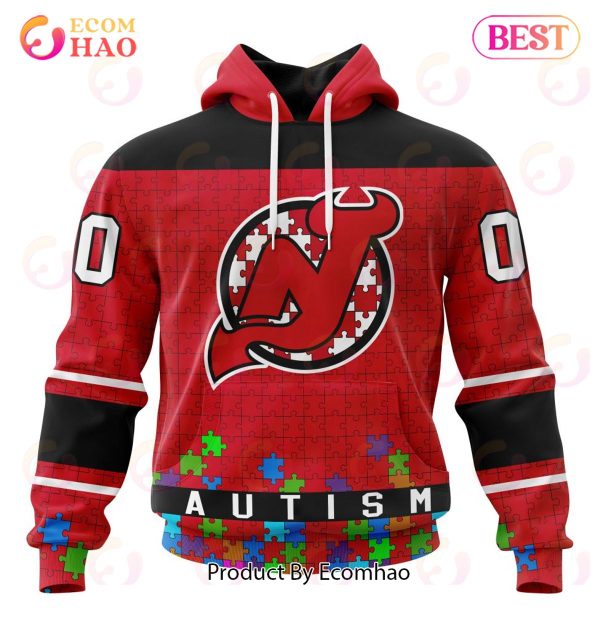 NHL New Jersey Devils Specialized Unisex Kits Hockey Fights Against Autism 3D Hoodie