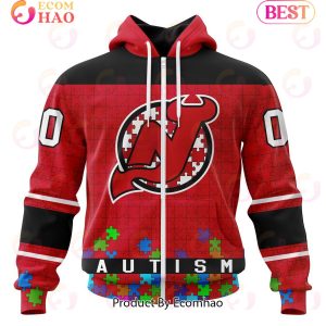 NHL New Jersey Devils Specialized Unisex Kits Hockey Fights Against Autism 3D Hoodie