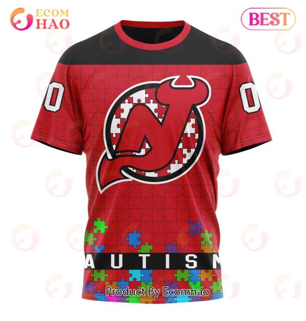 NHL New Jersey Devils Specialized Unisex Kits Hockey Fights Against Autism 3D Hoodie